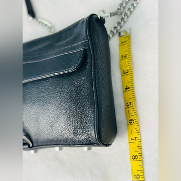 Rebecca Minkoff Black Leather Crossbody Bag Medium Size With Silver Hardware - Picture 2 of 14